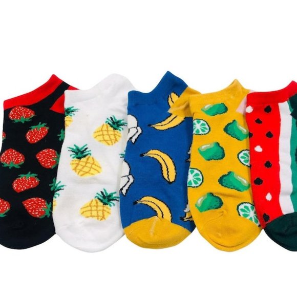 5 Pairs Women Girl Fruit Socks|Ankle Socks|Low Cut Socks - Picture 2 of 2
